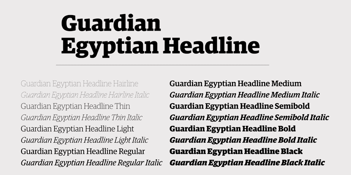 Guardian Egyptian Headline Font Style